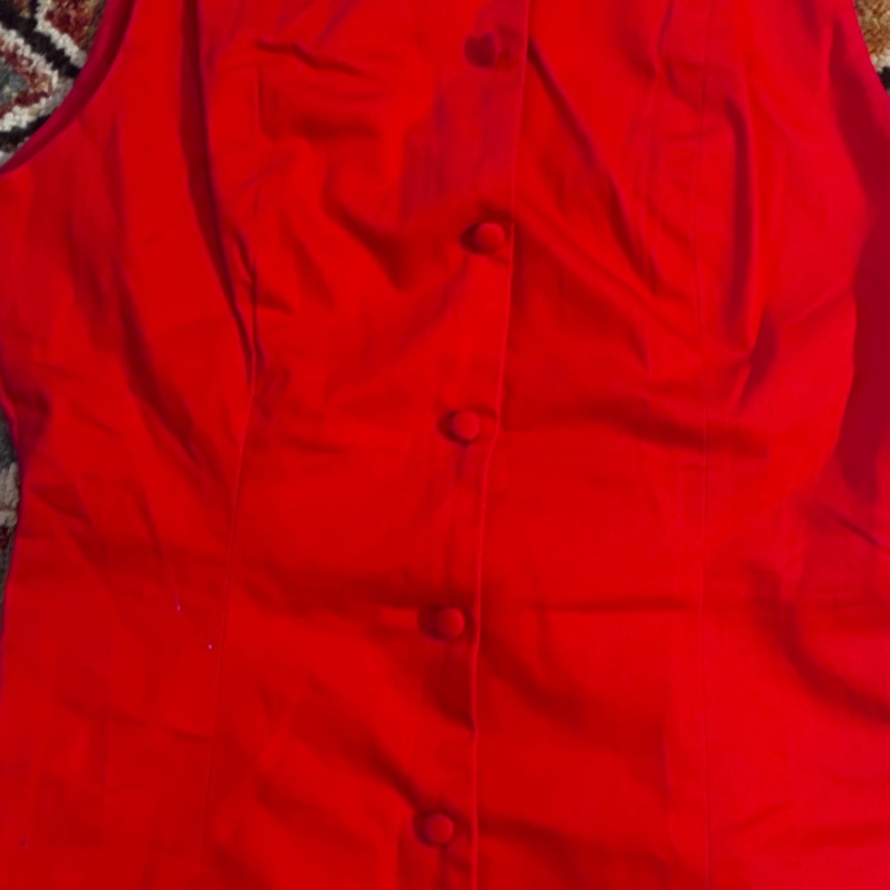 Commense Timeless Red Button-Front Sleeveless Fit… - image 4